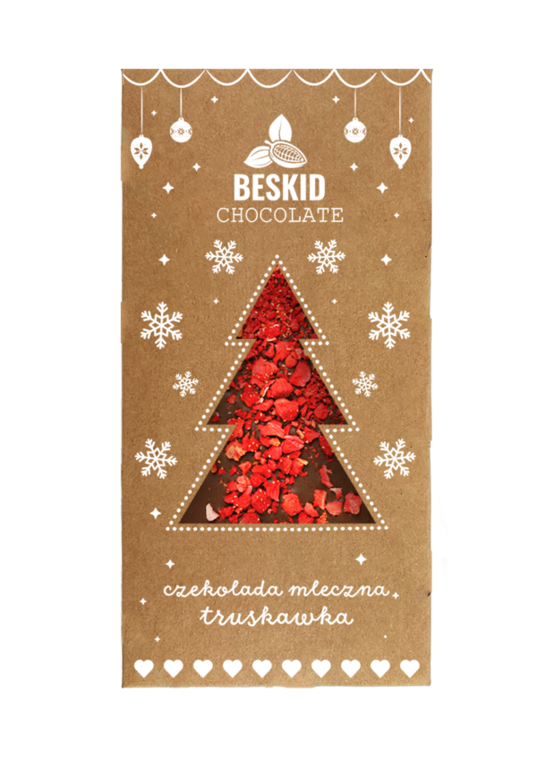Czekolada świąteczna mleczna z truskawkami 100g