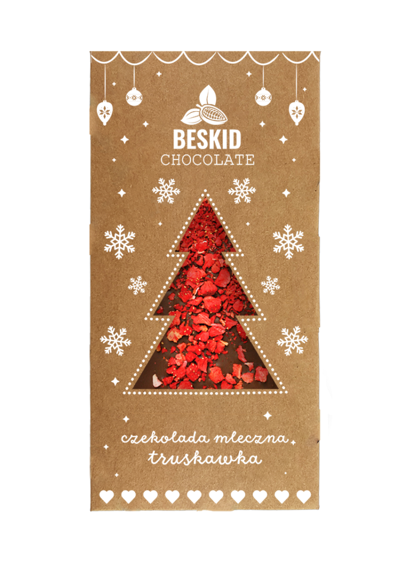 Czekolada świąteczna mleczna z truskawkami 100g