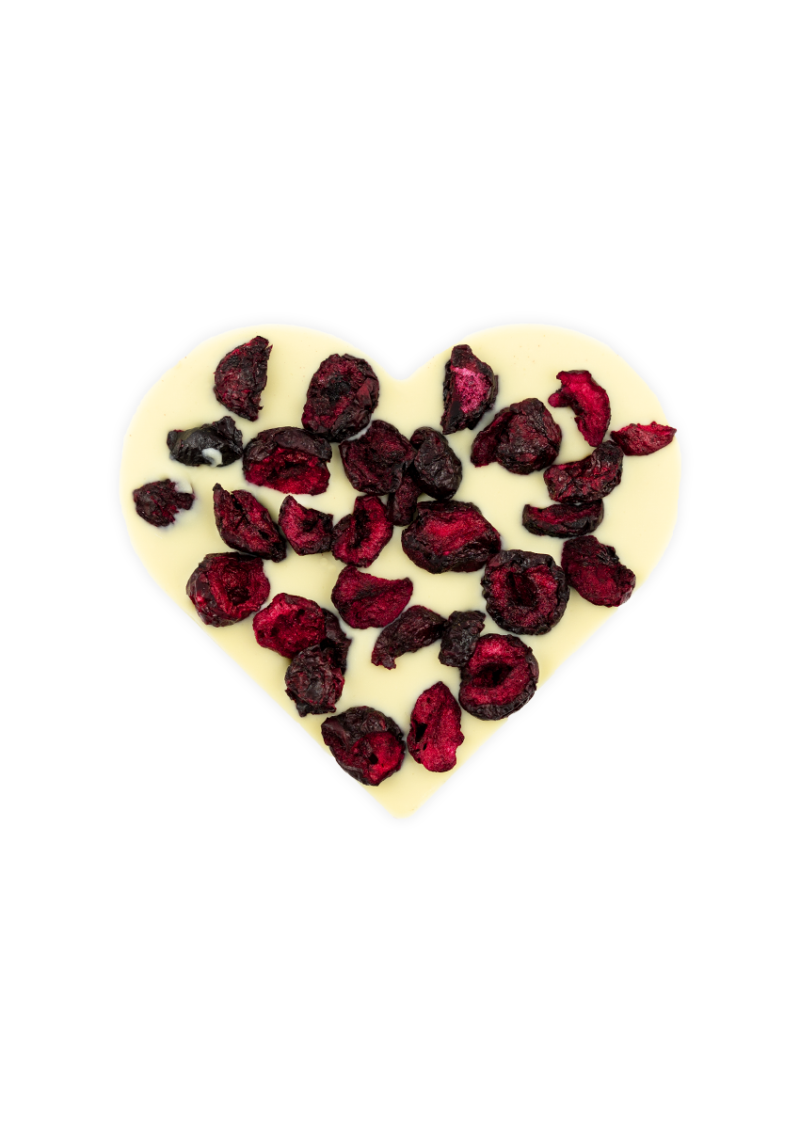 Serce z czekolady białej z wiśniami