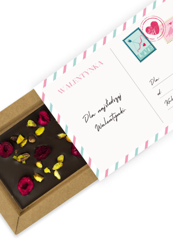 Walentynki - Czekolada ciemna z wiśnią i pistacją