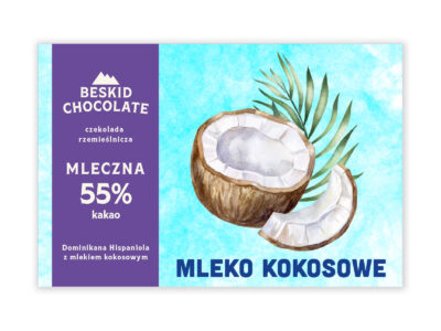 Czekolada Dominikana Hispaniola z mlekiem kokosowym BIO 55% mleczna ciemna