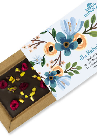 Czekolada dla babci i dziadka gorzka z wiśnią i pistacją na Dzień Babci i Dziadka