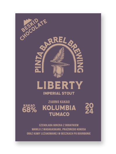 Czekolada Liberty Kolumbia Tumaco 68% gorzka z dodatkiem prażonego kokosa, kawy i wanilii