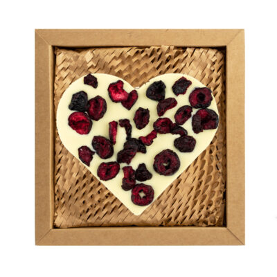 Serce z czekolady białej z wiśniami 100g