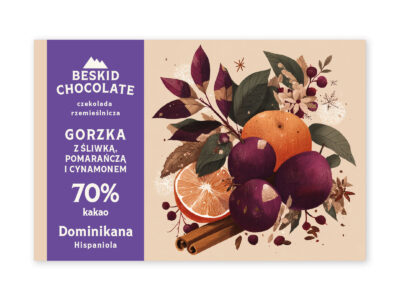 Czekolada gorzka 70% Śliwka Pomarańcza Cynamon