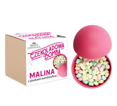 Czekoladowa Bomba malinowa z piankami marshmallow